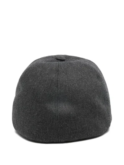 Corneliani Melange Dark Grey Emblem Cap In Black