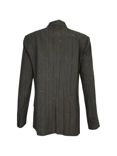 Antonelli Pinstriped Embellished Blazer In Gray