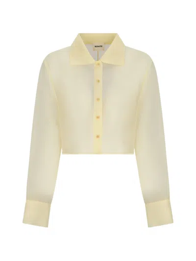 Khaite Jasen Cropped Shantung Organza Shirt In Yellow