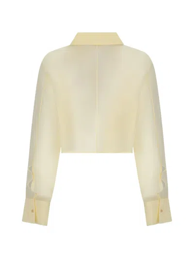 Khaite Jasen Cropped Shantung Organza Shirt In Yellow