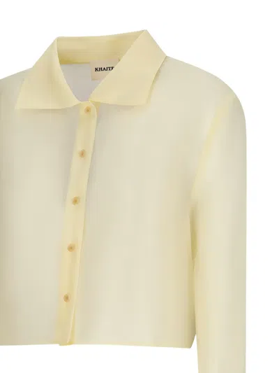 Khaite Jasen Cropped Shantung Organza Shirt In Yellow
