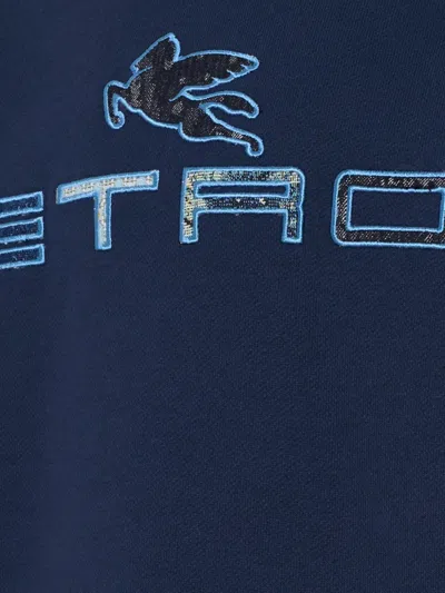 Etro Logo Round-neck Pullover In Blue