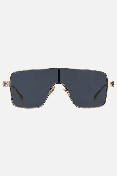 Gucci Women Platinum Metal Sunglasses In Gold