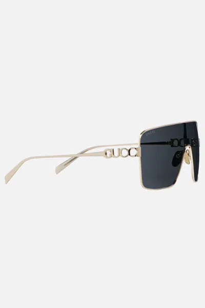 Gucci Women Platinum Metal Sunglasses In Gold