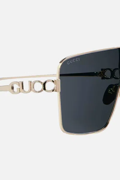 Gucci Women Platinum Metal Sunglasses In Gold