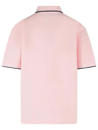 Drôle De Monsieur Drole De Monsieur Short-sleeved Polo Shirt In Size M With Contrasting Hems In Pink