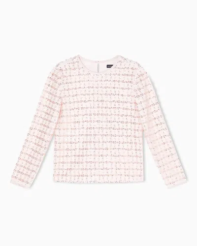 Emporio Armani Tulle Top With Sequin And Bead Embroidery In Pink