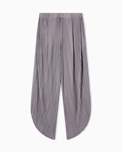 Giorgio Armani Pleated T-shirt Trousers With Elastic Waistband For Women In Gray