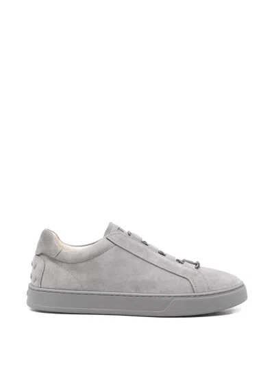 Tod's Lace Up Shoes In Suede Mouse Grey With Rubber Sole In Gray