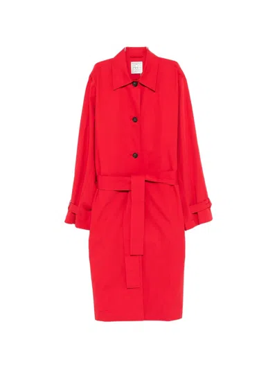 Totême Womens Poppy Light Spring Belted Cotton-poplin Trench Coat In Red