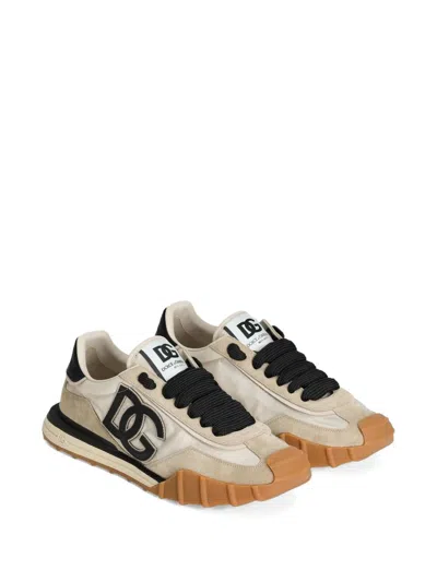 Dolce & Gabbana Dg Athletic Black Low Top Sneakers With Logo Patch On The Tongue And Maxi Logo On The Side In Suede 