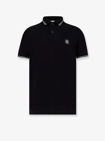Stone Island Mens Black Brand-patch Regular-fit Stretch-cotton Polo Shirt Xl In Black