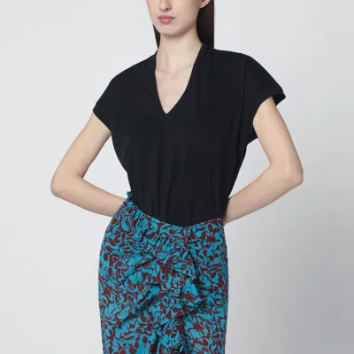 Dries Van Noten Black V-neck T-shirt In Black