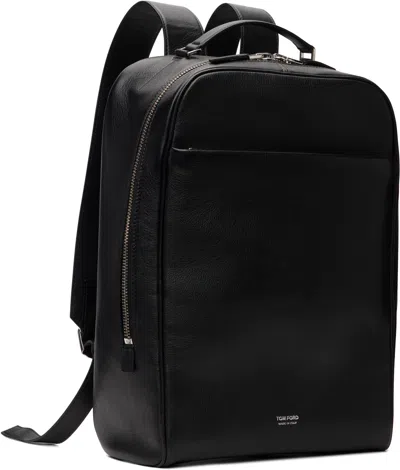 Tom Ford Black Grain Leather Minimal Backpack In Black