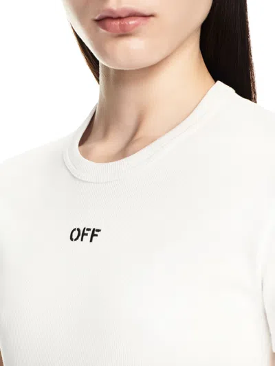 Off-white Off White Off Stamp Rib Basic Tee White Black In White
