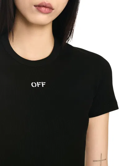 Off-white Off White Slim Fit Ribbed T Shirt For In Black