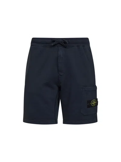 Stone Island Old Effect Cotton Cargo Bermuda Shorts Clothing In Blue