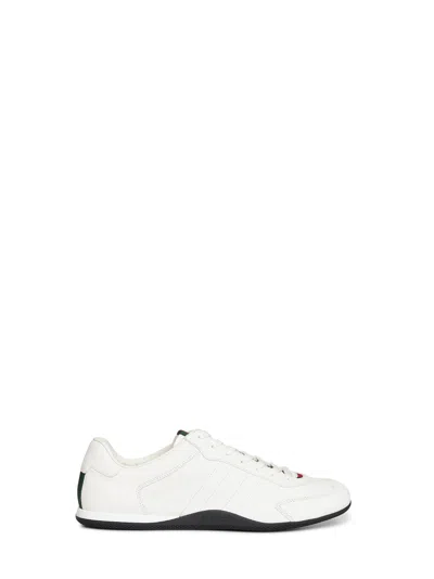 Gucci White Calf Leather Bos Taurus Low Top Sneakers In Neutral