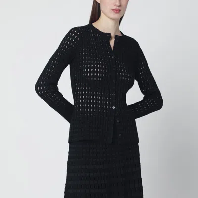 Simkhai Mabel Openwork Knit Cardigan Long Sleeves In Black