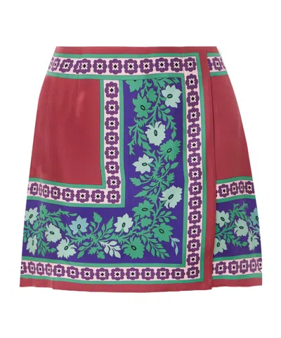 La Doublej Foulard Floral Mini Skirt In Red