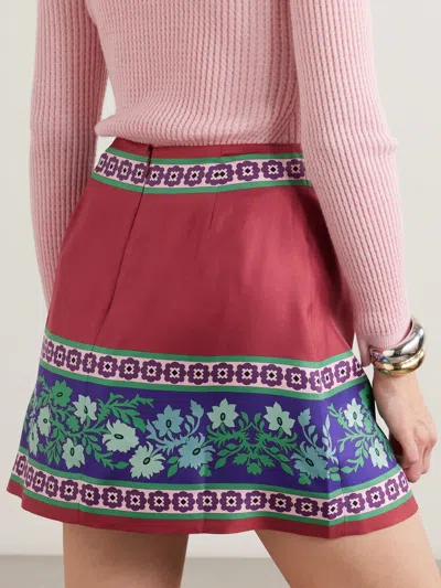 La Doublej Foulard Floral Mini Skirt In Red