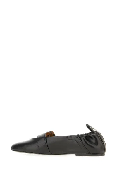 Ganni Butterfly Strap Ballerina Crinkle Oleatex In Black