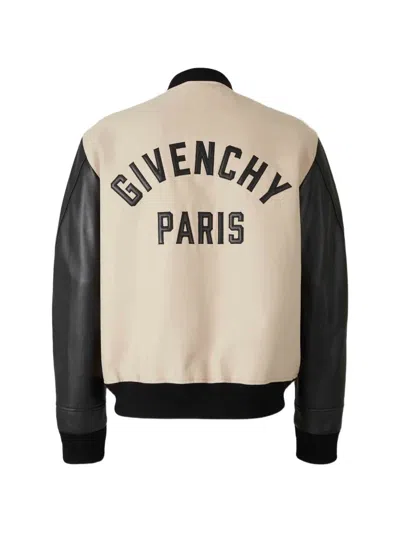 Givenchy Silk Nylon Jacket Contrast Sleeves Pockets In Neutral