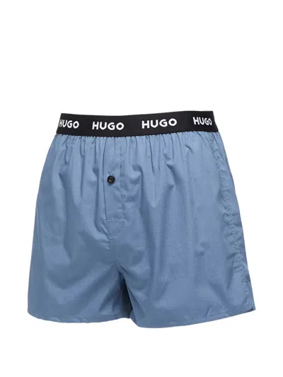 Hugo Boss Logo Patterned Boxer 3-pack In Blue
