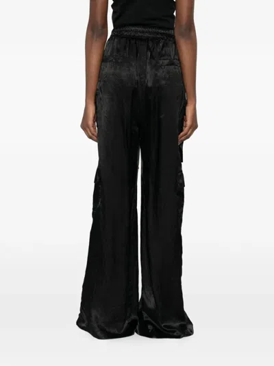 Rick Owens Womens Black Cargobelas Wide-leg Satin Trousers In Black