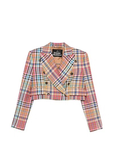 Vivienne Westwood Long Sleeve Cut Off Jacket Heather Check 44 Women In Multi