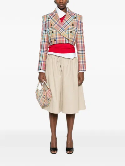 Vivienne Westwood Long Sleeve Cut Off Jacket Heather Check 44 Women In Multi