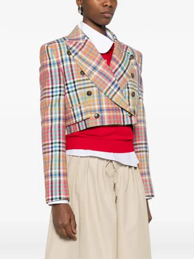 Vivienne Westwood Long Sleeve Cut Off Jacket Heather Check 44 Women In Multi