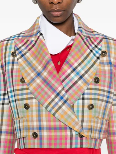 Vivienne Westwood Long Sleeve Cut Off Jacket Heather Check 44 Women In Multi