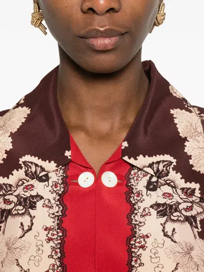 Bode Storybook Printed Silk Jacket In Red