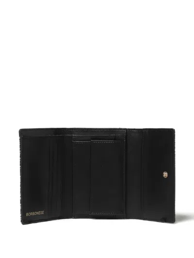 Borbonese Medium Printed Tri-fold Wallet In Black