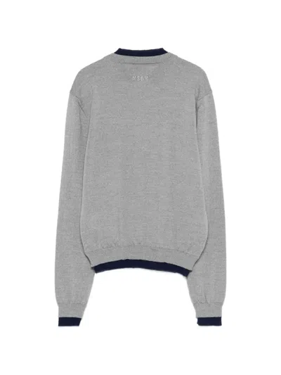 Msgm Top Contrast Trim And Ribbed Cuffs In Gray