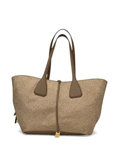 Borbonese Medium Printed Shoulder Bag In Brown