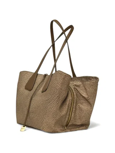 Borbonese Medium Printed Shoulder Bag In Brown