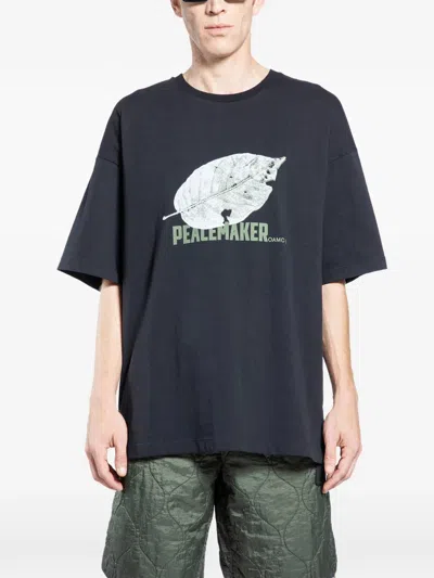 Oamc Peacemaker Leaf Tshirt In Blue