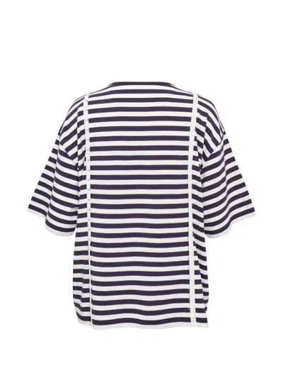 Pushbutton Striped Buttoned T-shirt In Multi