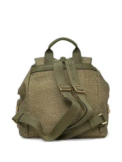 Borbonese Flap-top Printed Backpack In Green