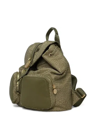 Borbonese Flap-top Printed Backpack In Green