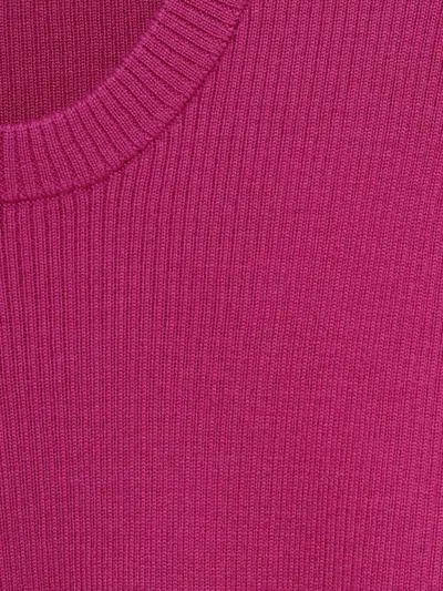 Chloé Chloe Logo-embroidered Ribbed Wool Top In Pink
