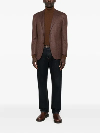 Corneliani Roll-neck Sweater In Brown