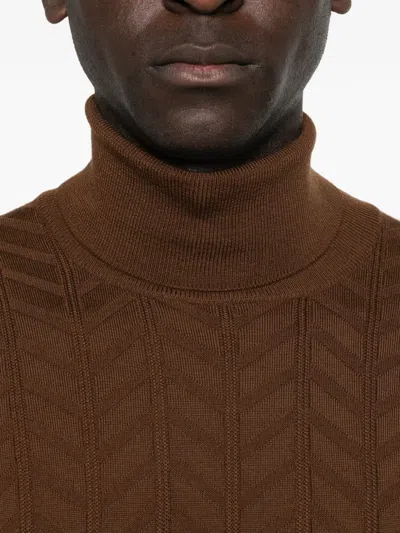 Corneliani Roll-neck Sweater In Brown