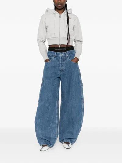 Alexander Wang Alexanderwang. T Prestyled High Rise Oversized Jeans With Logo Elastic In Deep Blue