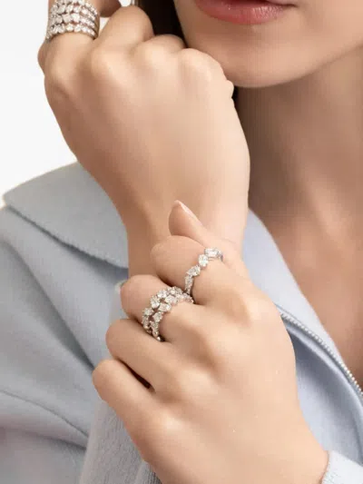 Azzaro Diamond Two-row Ring In Silver