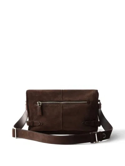 Prada Suede Shoulder Bag In Brown