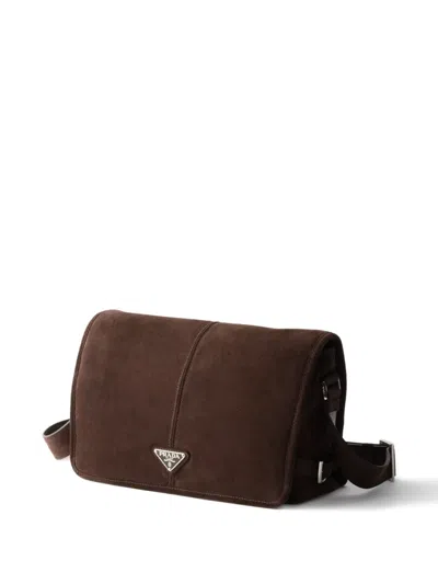 Prada Suede Shoulder Bag In Brown