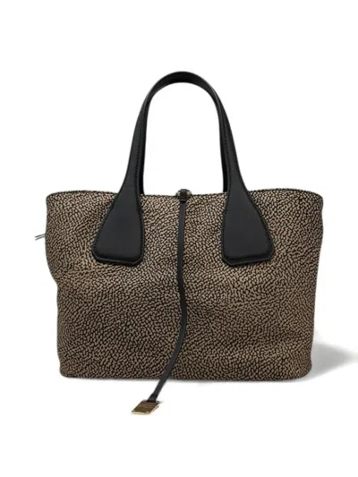 Borbonese Printed Shoulder Bag In Black